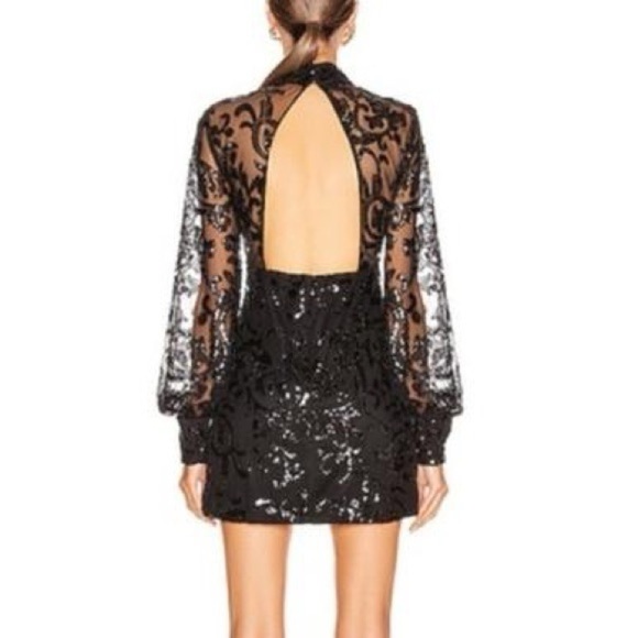 Alexis Franciska Dress in Beaded Black Sparkle Long Sleeve Mini LBD Sz S - Picture 4 of 16